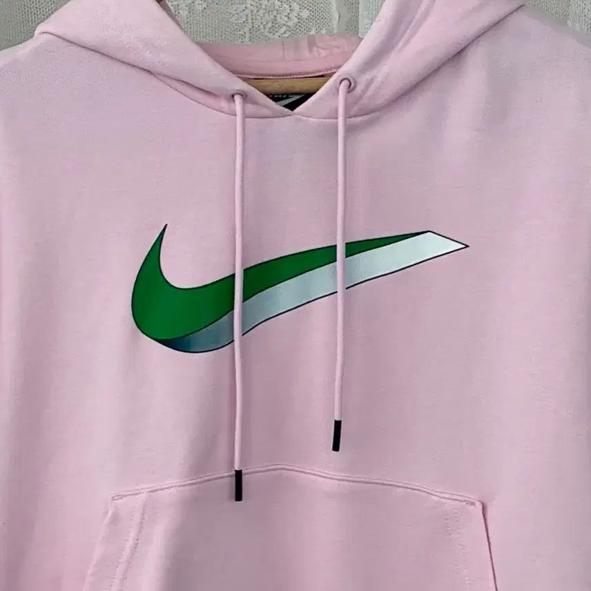 [BUNJANG] Nike Swoosh Crop Hoodie Baby Pink / M) 나이키 스우시 크롭 후드 티셔츠 베이비핑크