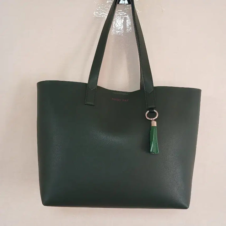 [BUNJANG] Mary Kay Dark Green Leather Tote Bag / 메리케이 다크그린 가죽토트백