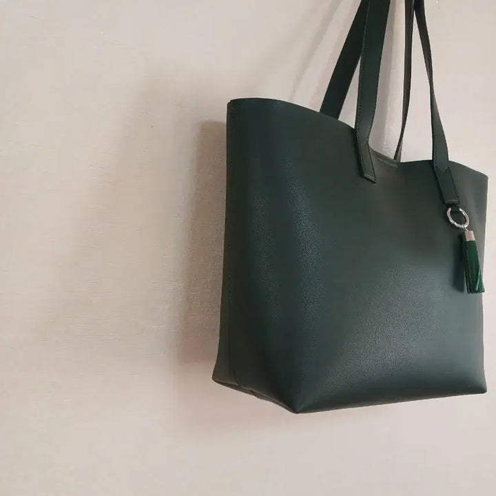 [BUNJANG] Mary Kay Dark Green Leather Tote Bag / 메리케이 다크그린 가죽토트백