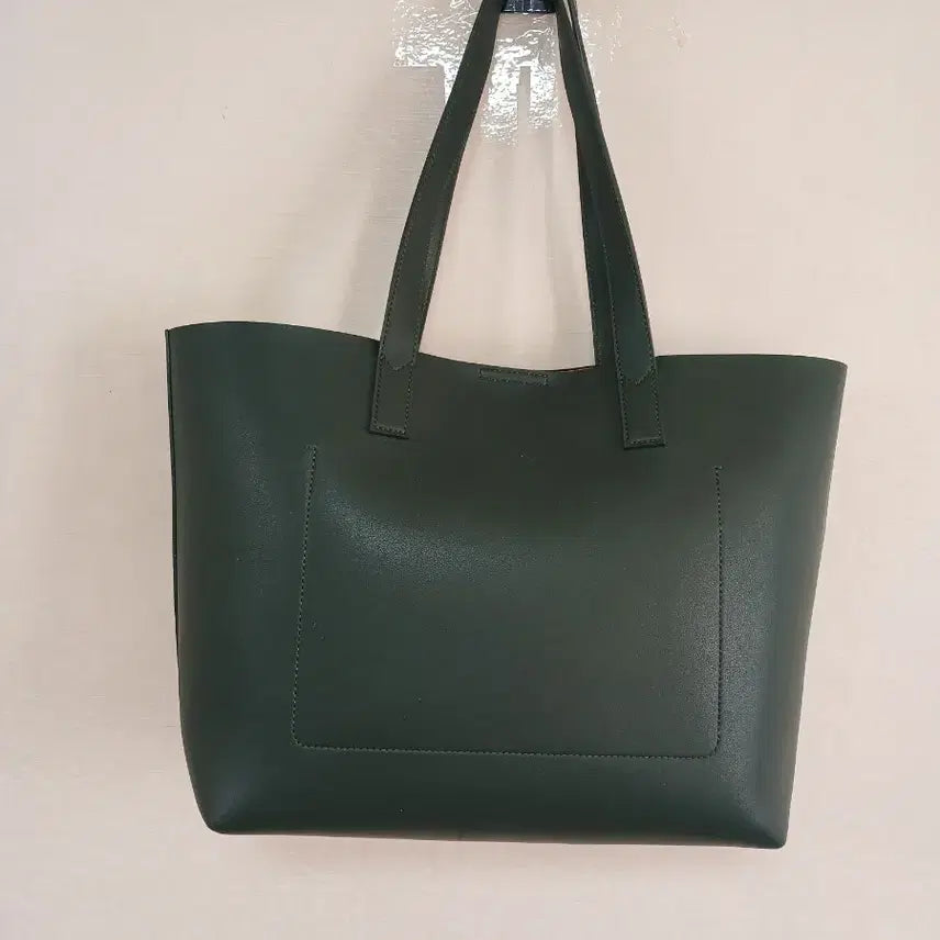 [BUNJANG] Mary Kay Dark Green Leather Tote Bag / 메리케이 다크그린 가죽토트백