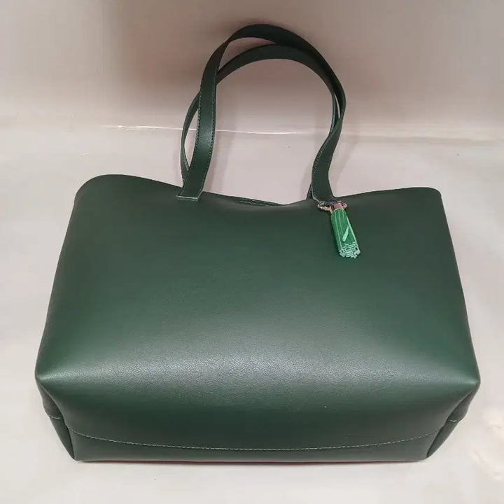 [BUNJANG] Mary Kay Dark Green Leather Tote Bag / 메리케이 다크그린 가죽토트백