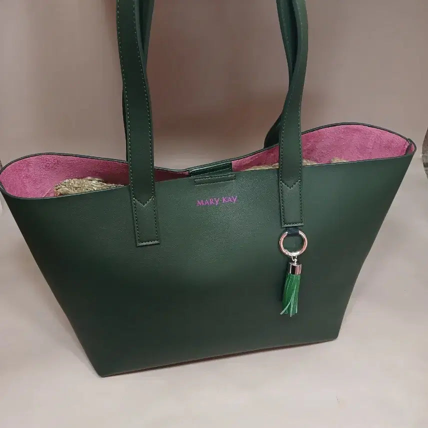 [BUNJANG] Mary Kay Dark Green Leather Tote Bag / 메리케이 다크그린 가죽토트백