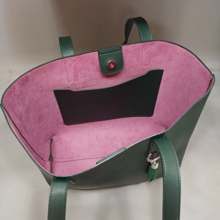 [BUNJANG] Mary Kay Dark Green Leather Tote Bag / 메리케이 다크그린 가죽토트백