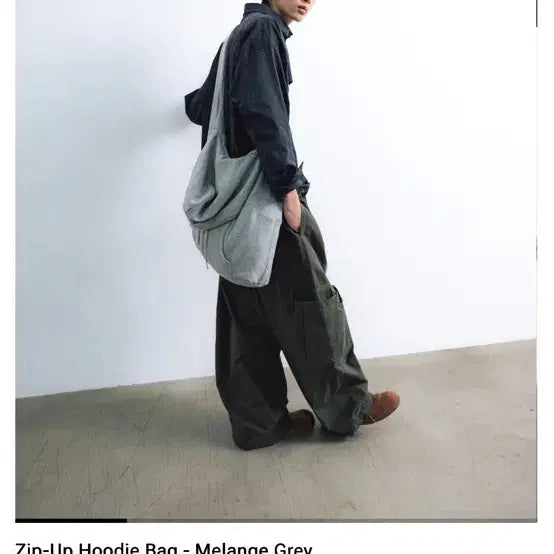 [BUNJANG] 앵글런 zip-up hoodie bag(melange grey) / 앵글런 zip-up hoodie bag(melange grey)