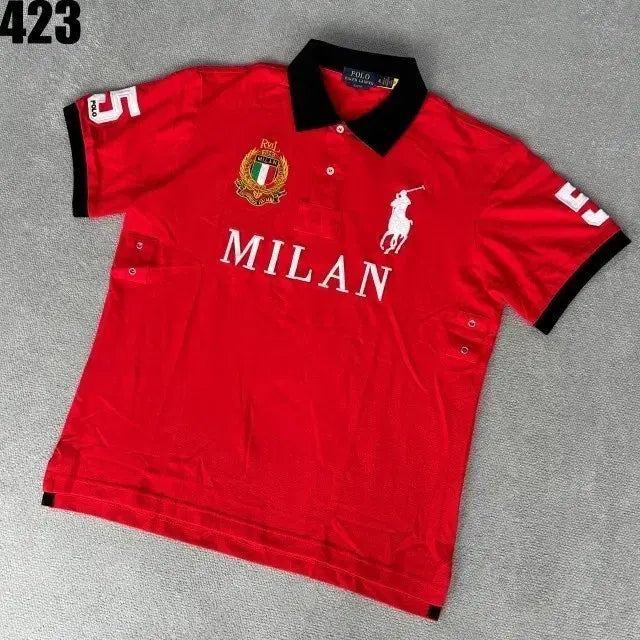 [BUNJANG] Polo Milan Red Short Sleeve Polo Shirt / 폴로 밀란 레드 반팔 카라티