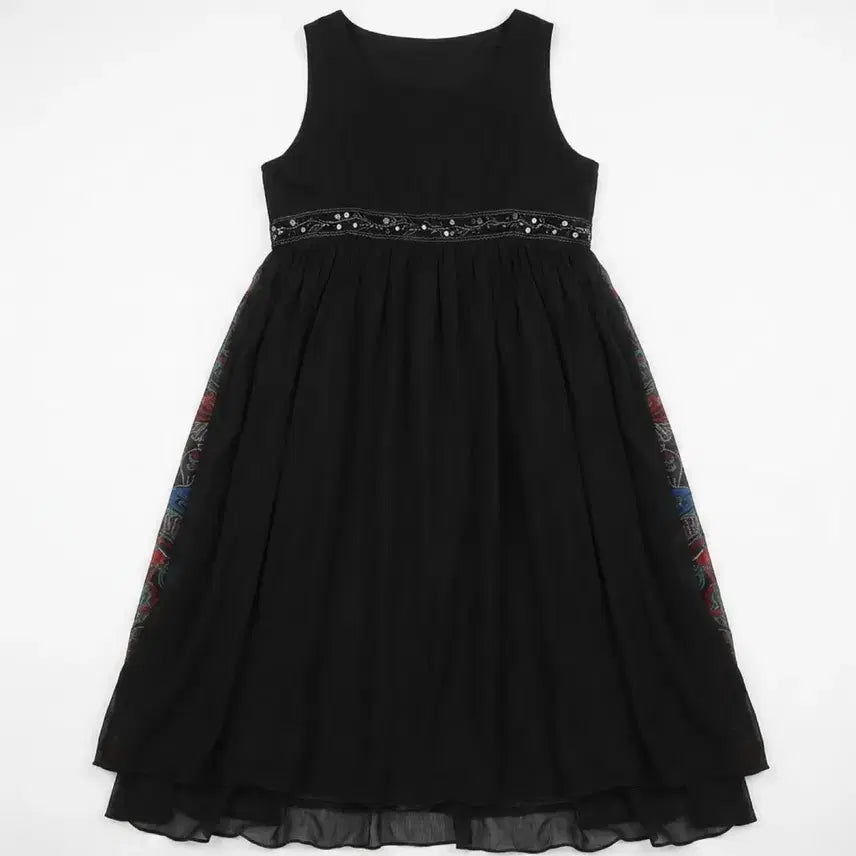 [BUNJANG] Sequin Embellished Sleeveless Chiffon Dress / 여성M/ 스팽글 장식 민소매 쉬폰 원피스 정장룩 하객룩 0-8
