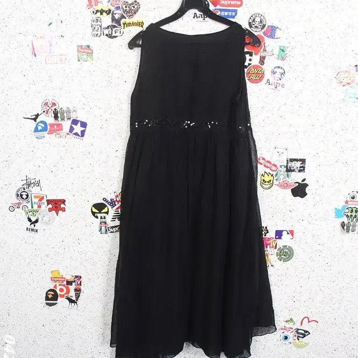 [BUNJANG] Sequin Embellished Sleeveless Chiffon Dress / 여성M/ 스팽글 장식 민소매 쉬폰 원피스 정장룩 하객룩 0-8