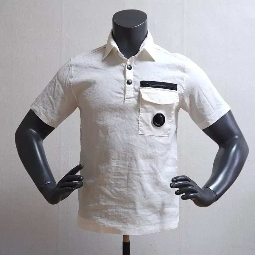 [BUNJANG] CP Company White Pocket Polo Shirt / Cp 씨피컴퍼니 화이트 포켓 반팔 폴로