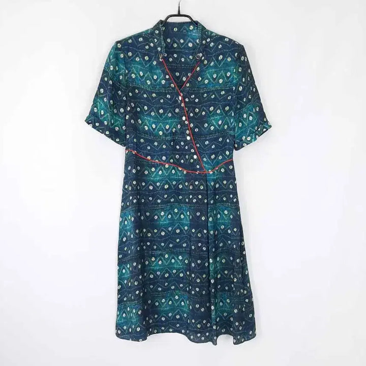 [SOLD OUT] 여성 실크 100% 패턴 원피스 L