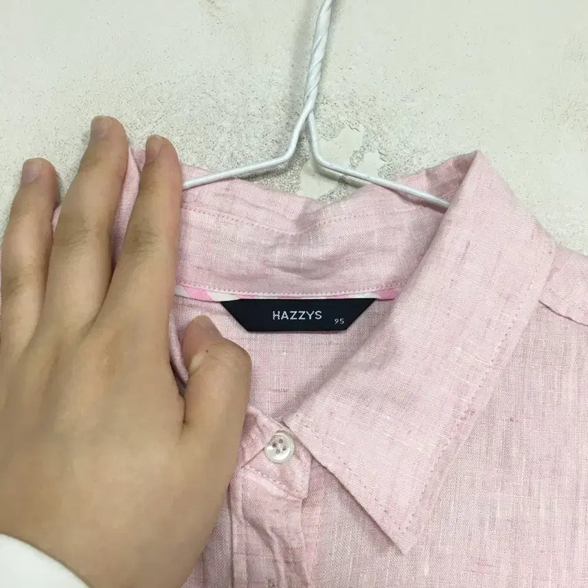 [SOLD OUT] 헤지스 레이디스 핑크 린넨 셔츠 95