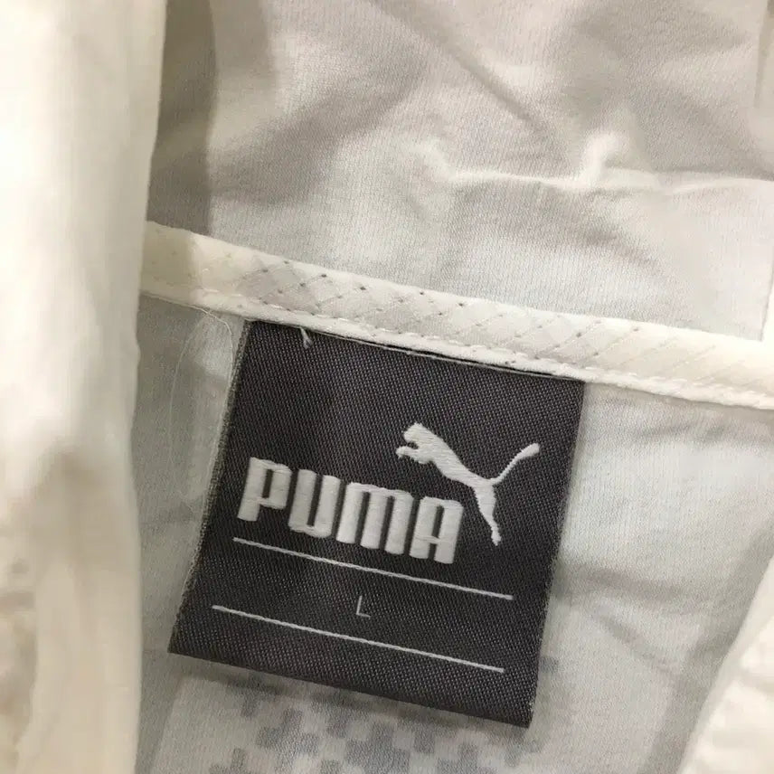 [BUNJANG] Puma White Nylon Hooded Windbreaker Jacket / L 푸마 화이트 나일론 후드 바람막이 자켓