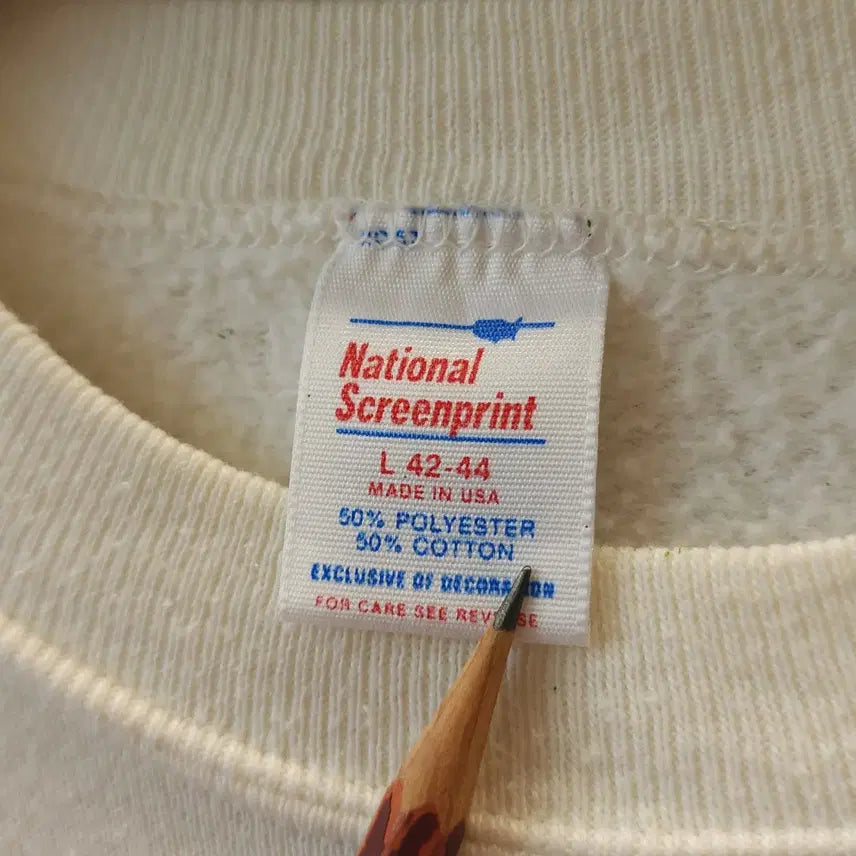 [BUNJANG] Vintage Plain Sweatshirt with Painting Damage - White L / 90s 빈티지 스웻셔츠 플레인 스웻셔츠 페인팅 데미지 화이트 L
