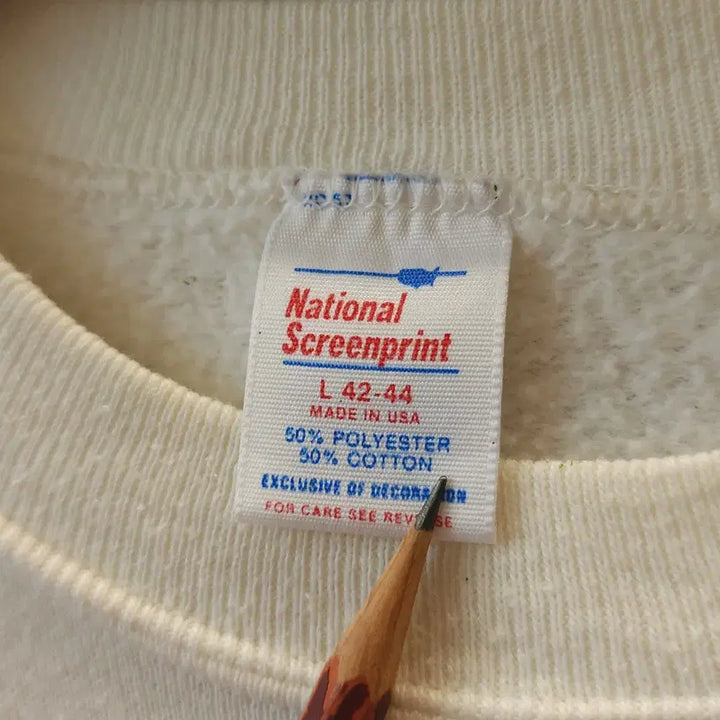 [BUNJANG] Vintage Plain Sweatshirt with Painting Damage - White L / 90s 빈티지 스웻셔츠 플레인 스웻셔츠 페인팅 데미지 화이트 L