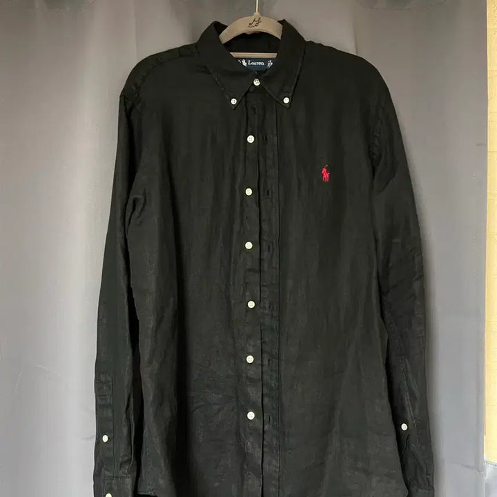 [BUNJANG] Polo Ralph Lauren Linen Shirt - Custom Fit / 폴로 랄프로렌 블랙 린넨 셔츠 커스텀핏