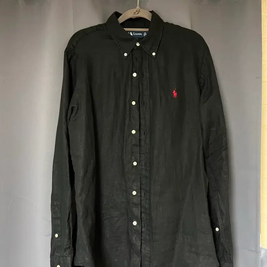 [BUNJANG] Polo Ralph Lauren Linen Shirt - Custom Fit / 폴로 랄프로렌 블랙 린넨 셔츠 커스텀핏