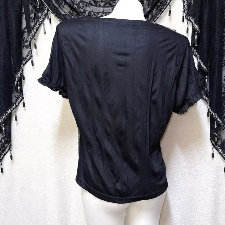 [BUNJANG] Romantic Gothic Oriental Dark Fairy Lace Top / 로맨틱고딕 오리엔탈 다크페어리 플라워 레이스 반팔탑 히메카지 갸루 핀터