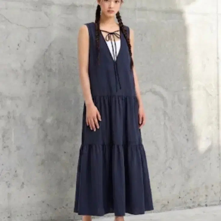 [BUNJANG] Lucky Chouette Tiered Navy Dress / 38(66) 럭키슈에뜨 원피스