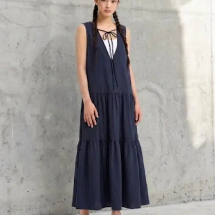 [BUNJANG] Lucky Chouette Tiered Navy Dress / 38(66) 럭키슈에뜨 원피스
