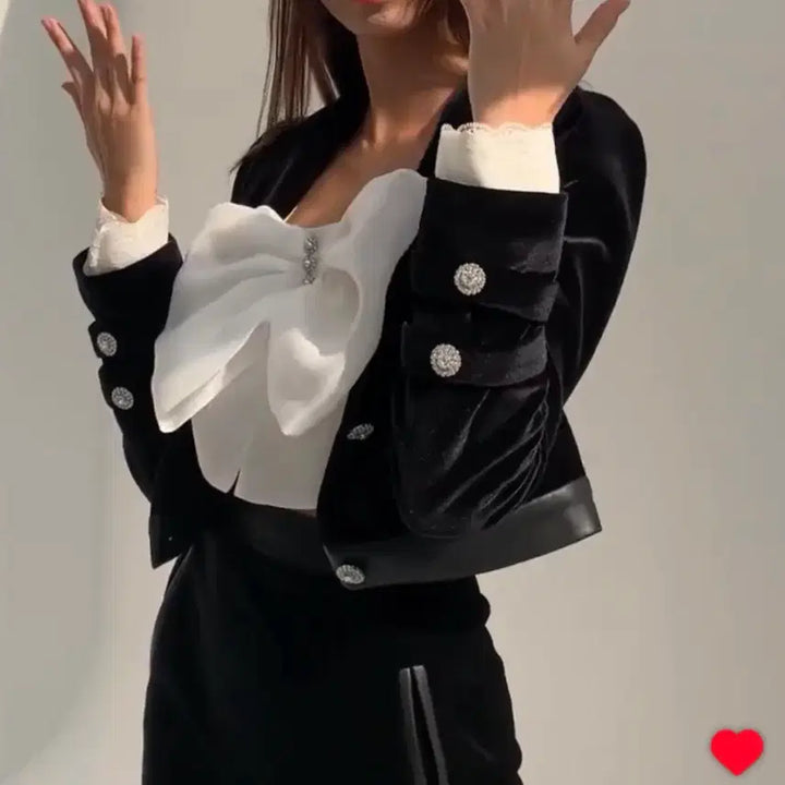 [BUNJANG] JAYMENT Sapphire Velvet Jacket &amp; Skirt Set / 제이먼트 사파이어 벨벳 자켓&amp;스커트 세트