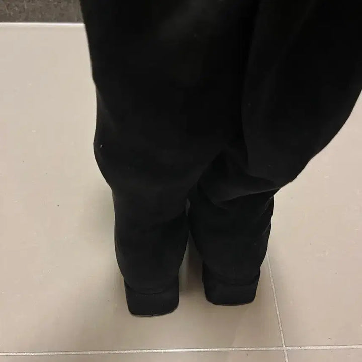 [BUNJANG] Black Suede 5cm Heel Long Boots / 블랙 스웨이드 스판 롱부츠 굽 5cm