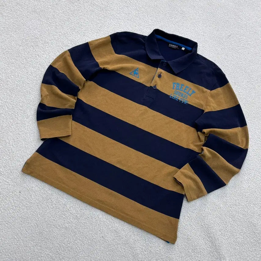 [BUNJANG] Le Coq Sportif Striped Half-Zip Long Sleeve Shirt / L 르꼬끄 스트라이트 반집업 긴팔 0424E