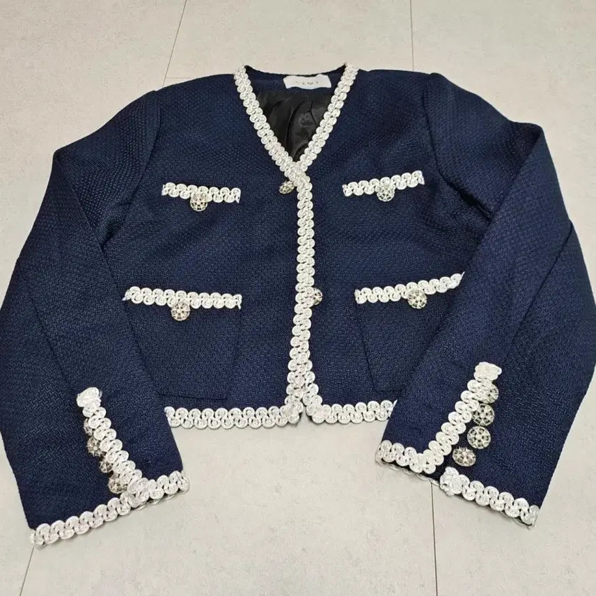 [BUNJANG] Navy Tweed Jacket / 네이비 트위드 자켓