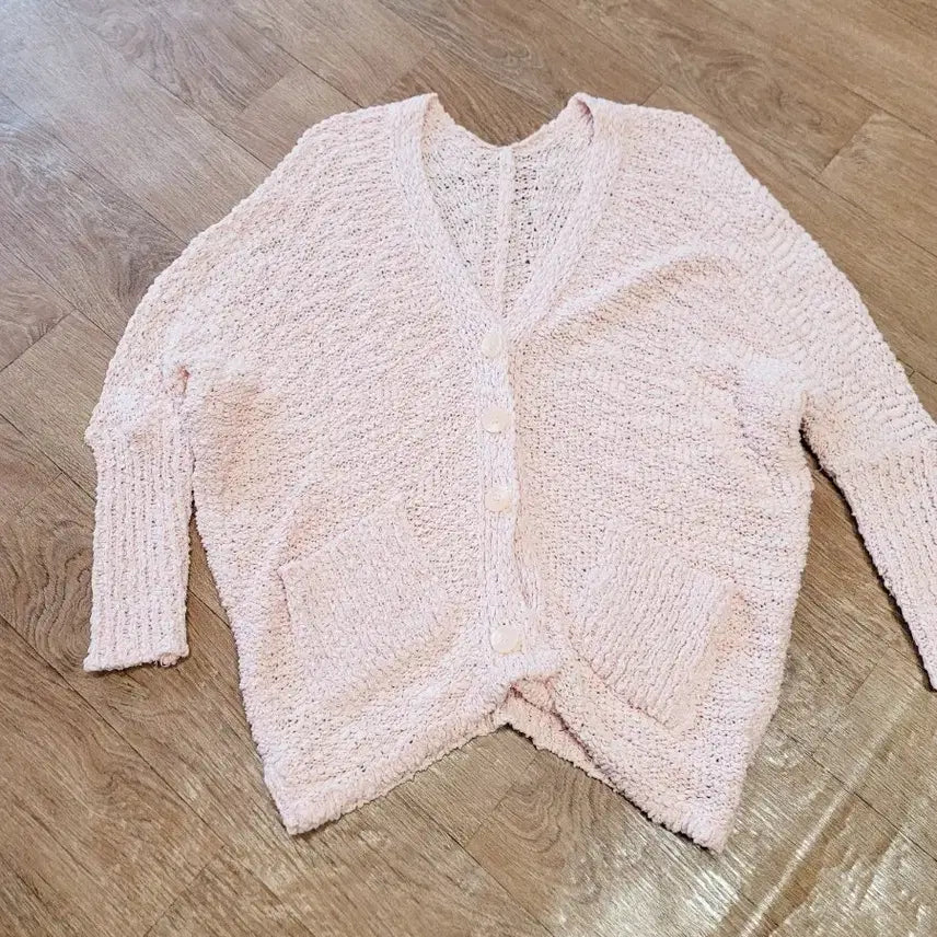 [BUNJANG] Pink Apricot Knit Cardigan with Pockets / 핑크실구색 니트 가디건 포켓 O