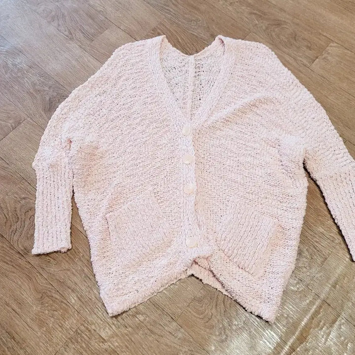 [BUNJANG] Pink Apricot Knit Cardigan with Pockets / 핑크실구색 니트 가디건 포켓 O