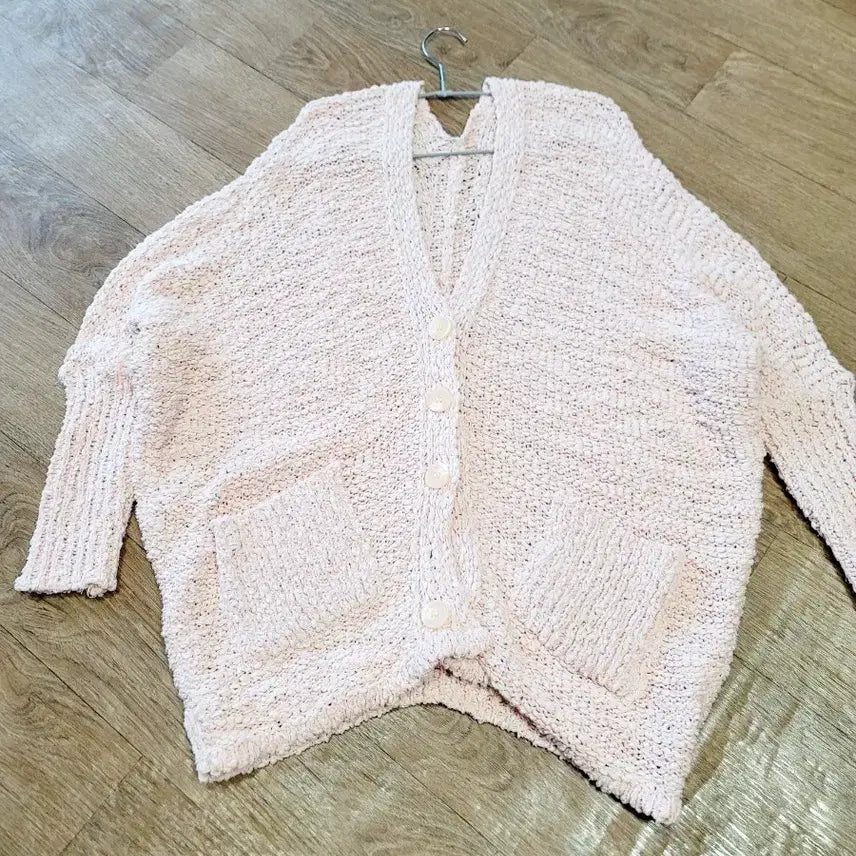 [BUNJANG] Pink Apricot Knit Cardigan with Pockets / 핑크실구색 니트 가디건 포켓 O