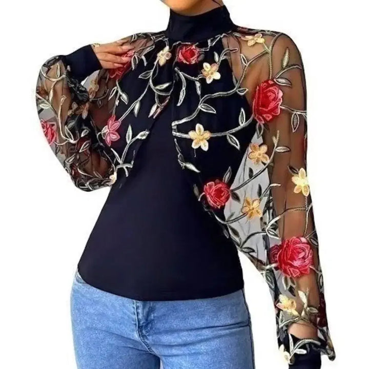 [BUNJANG] Imported Flower Embroidery See-through Bolero Cardigan / 새상품 수입 플라워 꽃자수 시스루 볼레로