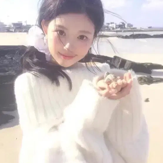 [BUNJANG] Angora Off-Shoulder Knit - Ivory / 앙고라 오프숄더 니트