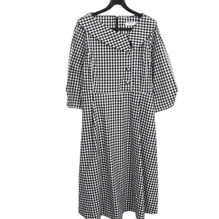 [BUNJANG] Bobo Sister Big Collar Gingham Check Dress BK / 여성M / 보보시스터 빅카라 깅엄체크 원피스BK 0-13