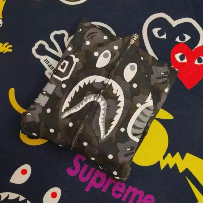 [BUNJANG] BAPE Black Dot Shark Full Zip Hoodie / BAPE 베이프 블랙 도트 샤크 후드집업