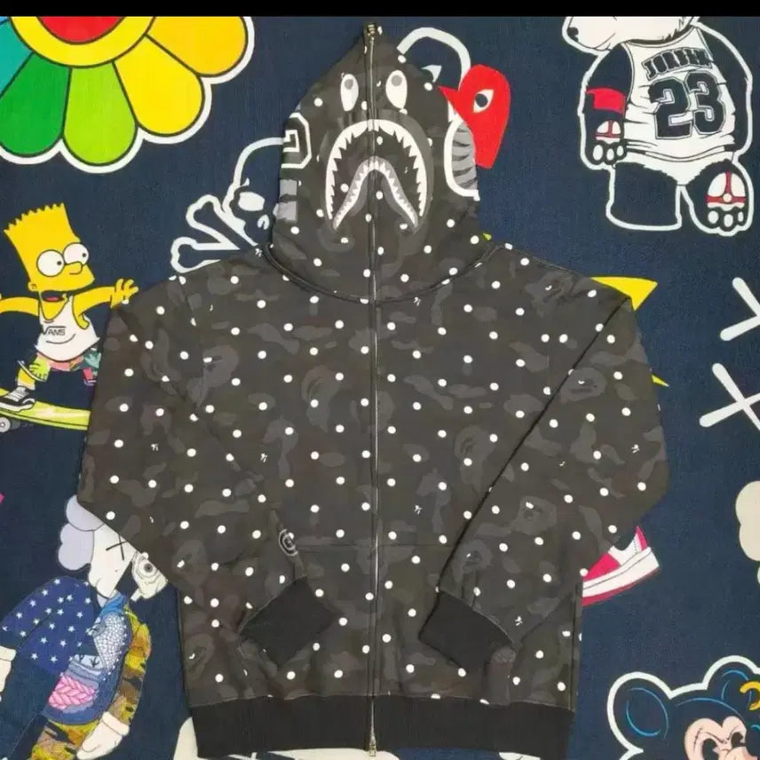 [BUNJANG] BAPE Black Dot Shark Full Zip Hoodie / BAPE 베이프 블랙 도트 샤크 후드집업