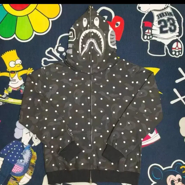 [BUNJANG] BAPE Black Dot Shark Full Zip Hoodie / BAPE 베이프 블랙 도트 샤크 후드집업