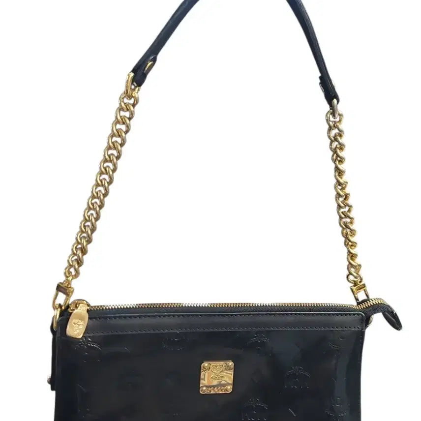 [BUNJANG] MCM Black Enamel Chain Shoulder Bag Clutch / MCM 블랙 에니멜 체인 숄더백 클러치백