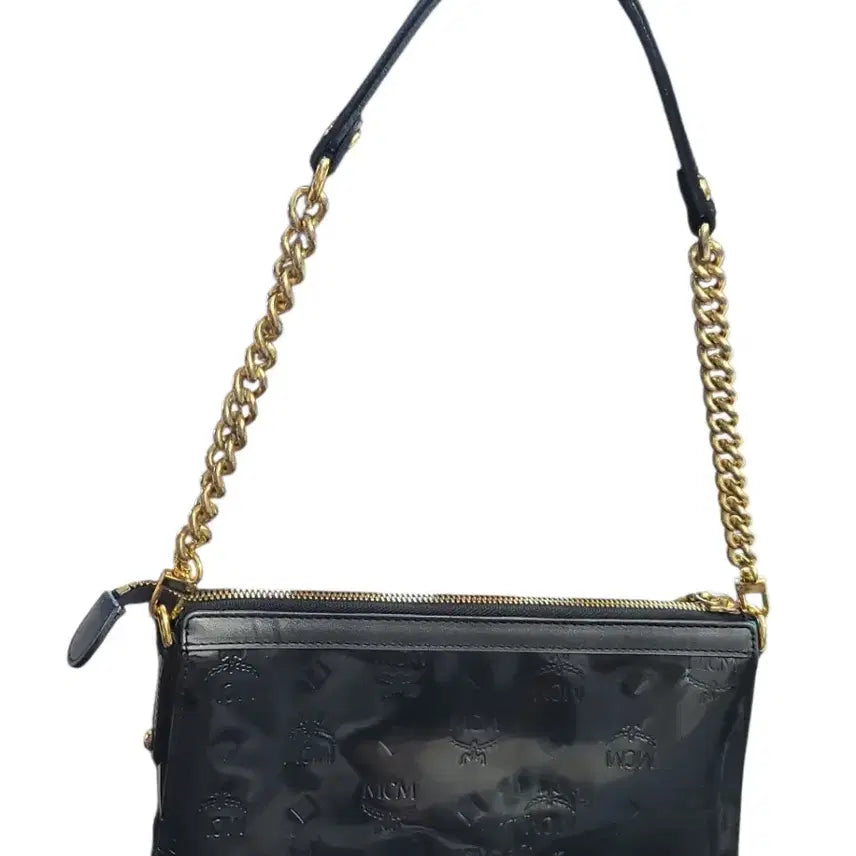 [BUNJANG] MCM Black Enamel Chain Shoulder Bag Clutch / MCM 블랙 에니멜 체인 숄더백 클러치백