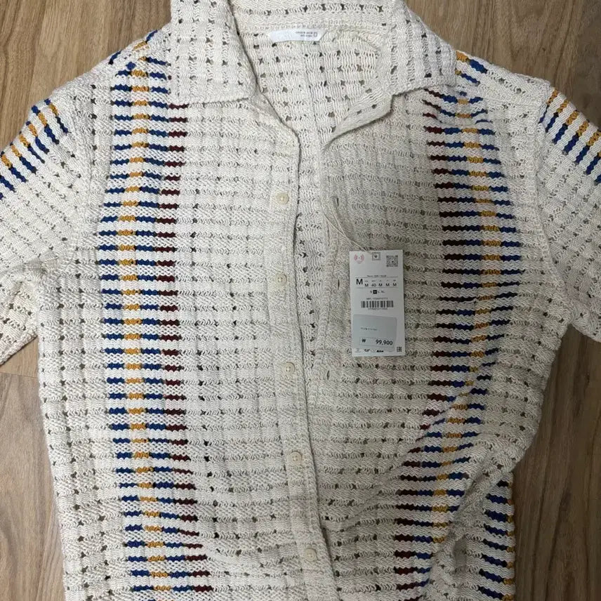 [BUNJANG] Zara White Stripe Knit Cardigan M / 자라 화이트 스트라이프 니트 가디건