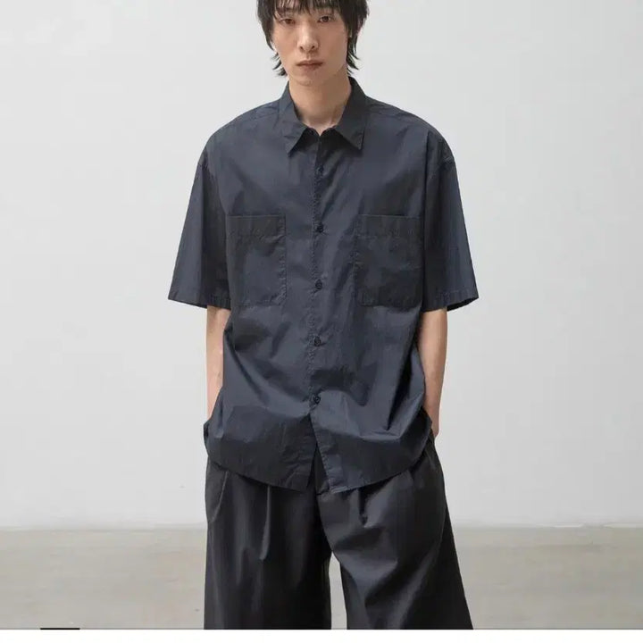 [BUNJANG] Anotheroffice Ink Navy Writer Short Sleeve Shirt / [02] 어나더오피스 잉크 네이비 라이터 반팔 셔츠 shirts