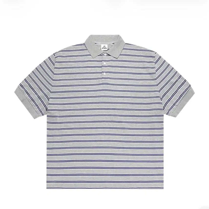 [BUNJANG] MJD Stripe Polo T-Shirt Melange Grey M / mjd 스트라이프 폴로 멜란지 그레이 M