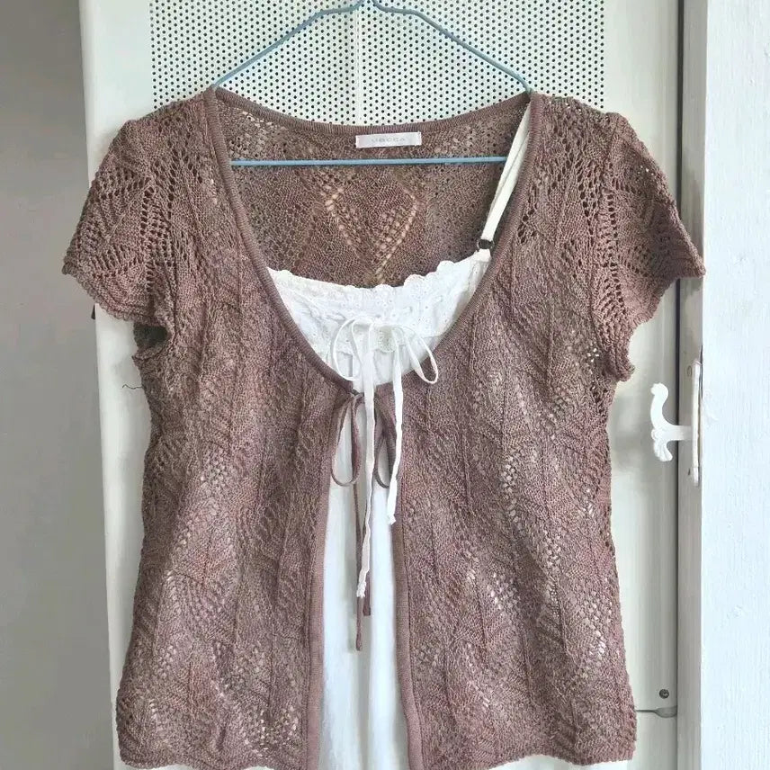 [SOLD OUT] 빈티지 모리걸 아이보리 레이스 리본 끈원피스