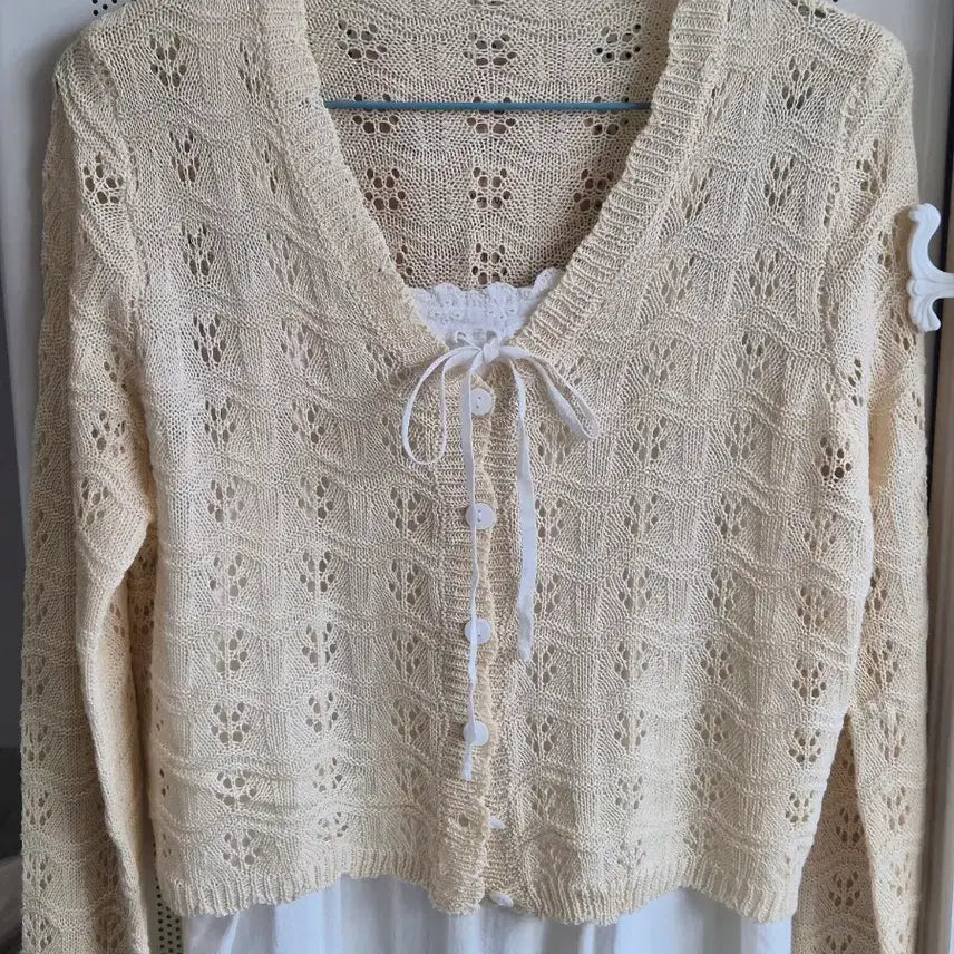 [SOLD OUT] 빈티지 모리걸 아이보리 레이스 리본 끈원피스
