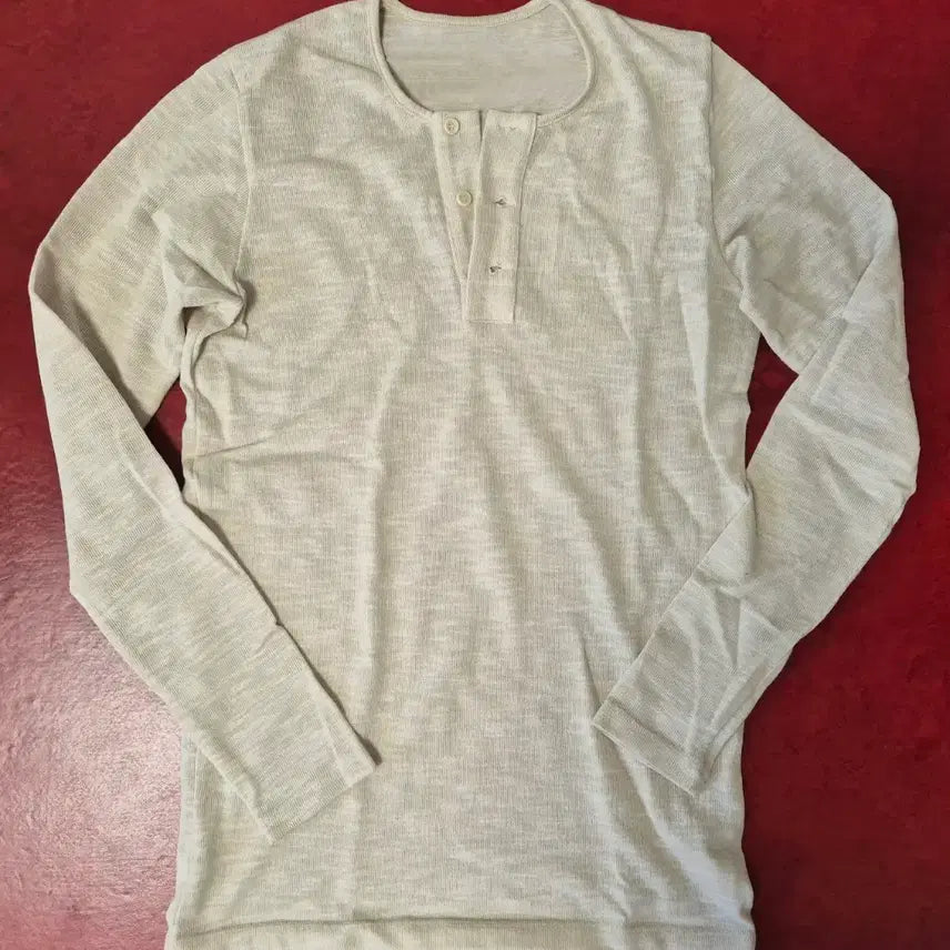 [BUNJANG] Beaucoup Italia Melange Henley Neck T-shirt / 이탈리아 제작 멜란지 헨리넥 3버튼 티 (미착용 S급)