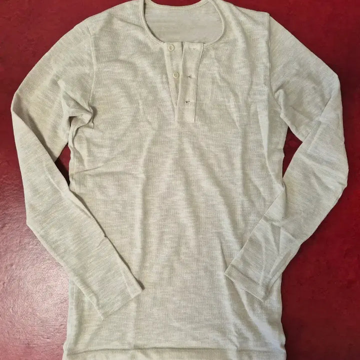 [BUNJANG] Beaucoup Italia Melange Henley Neck T-shirt / 이탈리아 제작 멜란지 헨리넥 3버튼 티 (미착용 S급)
