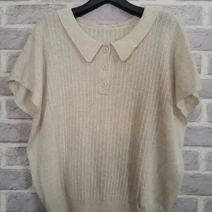 [BUNJANG] Attitude Ivory Short Sleeve Knit Polo Shirt / 앤니튜드 아이보리 반팔 카라넥 니트88/알뜰한여우