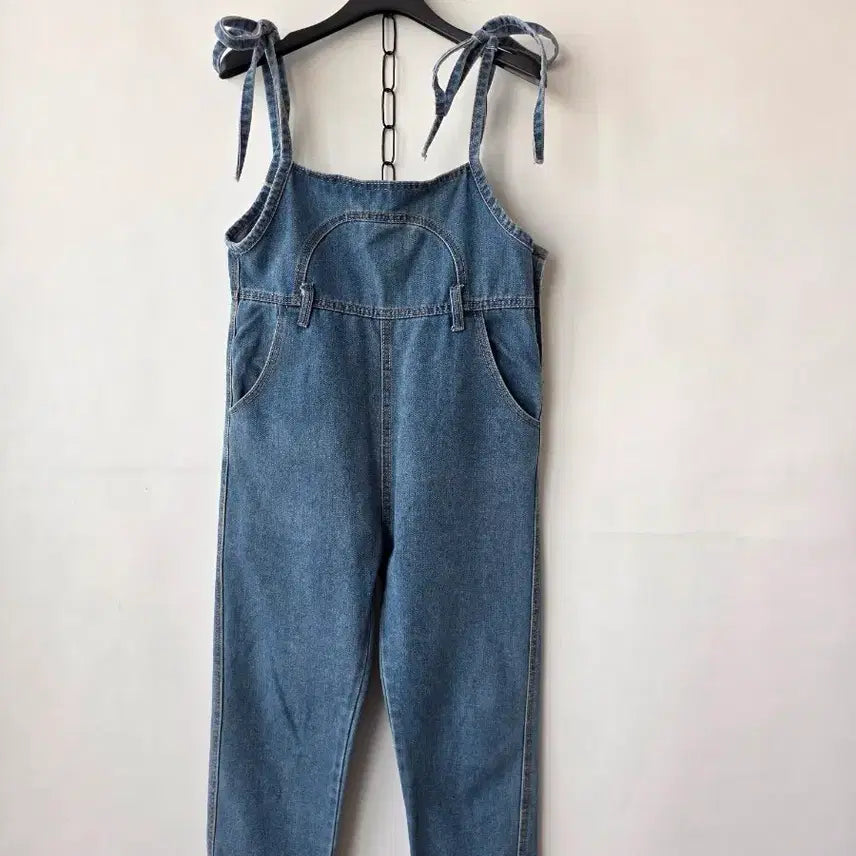 [SOLD OUT] S/데님 끈 멜빵 점프수트 배기핏