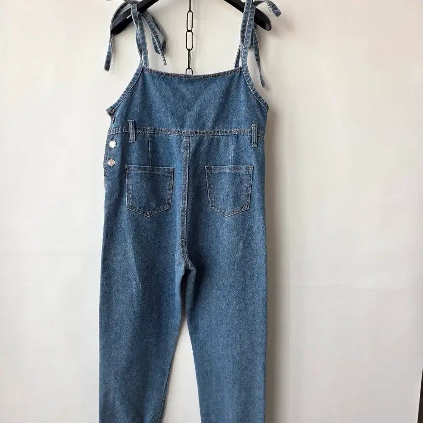 [SOLD OUT] S/데님 끈 멜빵 점프수트 배기핏