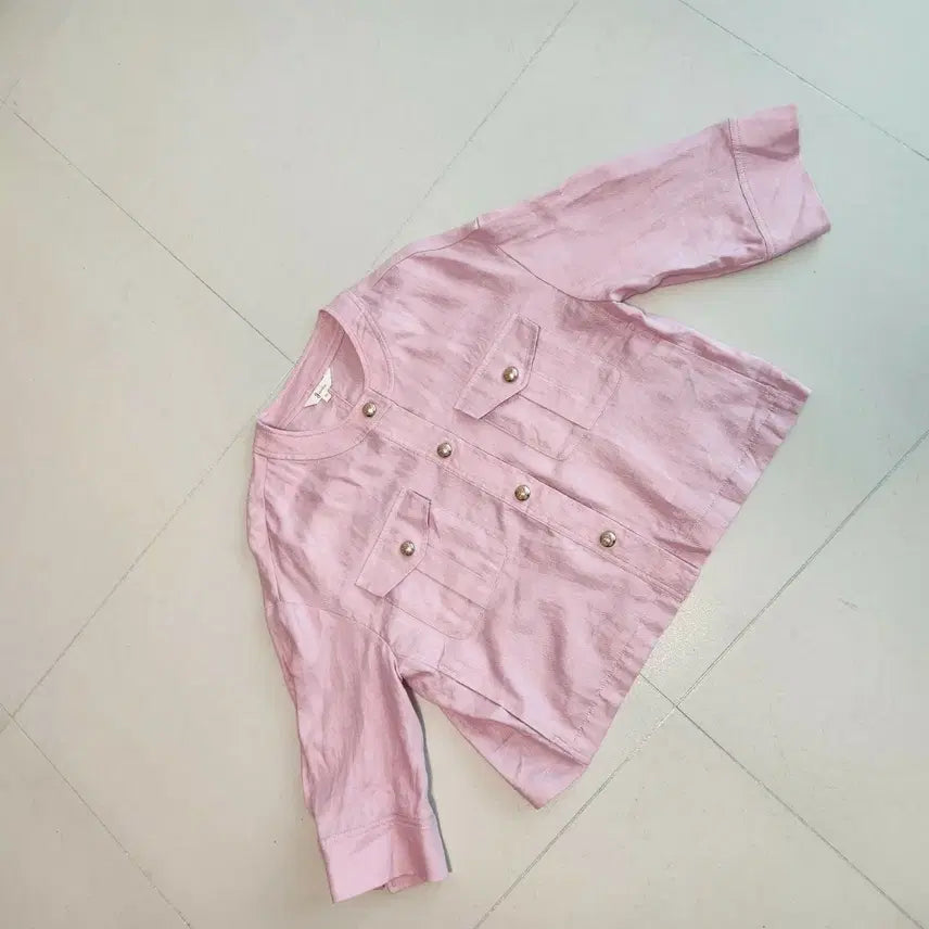 [SOLD OUT] 지스튜디오 린넨 핑크 골드 버튼 숏  자켓 77