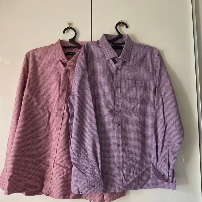 [BUNJANG] All For You Checkered Shirt Bundle (Pink/Purple) - Size 100 / 올포유 체크 셔츠 핑크/보라 2개 일괄판매 (100)
