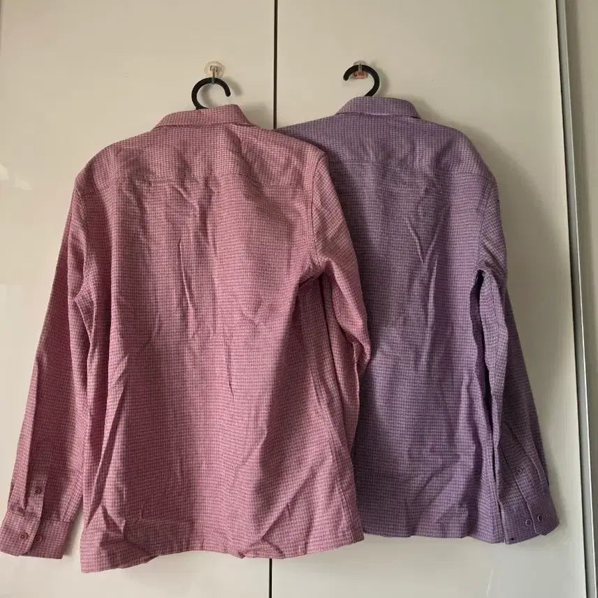 [BUNJANG] All For You Checkered Shirt Bundle (Pink/Purple) - Size 100 / 올포유 체크 셔츠 핑크/보라 2개 일괄판매 (100)